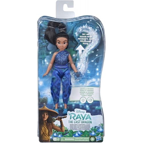 디즈니 Disney Princess Disney Raya and The Last Dragon Young Raya and Kumandra Flower, Lights and Sounds Doll, Musical Toy for Kids 3 Years and Up