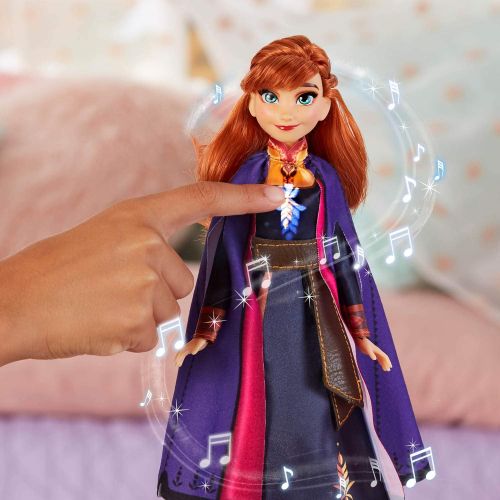 디즈니 Disney Frozen Singing Anna Fashion Doll with Music Wearing A Purple Dress Inspired by 2, Toy for Kids 3 Years & Up