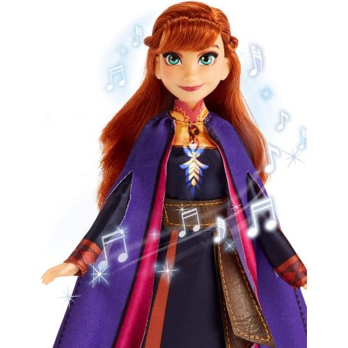 디즈니 Disney Frozen Singing Anna Fashion Doll with Music Wearing A Purple Dress Inspired by 2, Toy for Kids 3 Years & Up