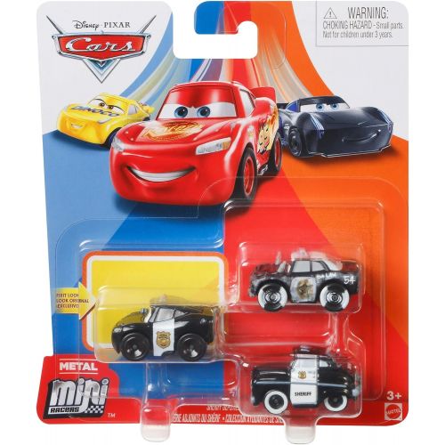 디즈니 Disney Cars Mini Racers Sheriff Deputies Series 3 Pack Officer Lightning McQueen, APB, and Sheriff