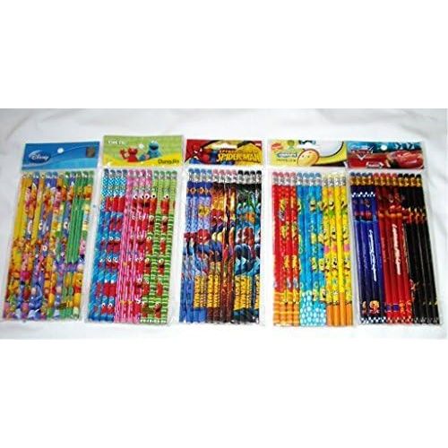 디즈니 Disney 180 pcs Nickelodean DreamWorks Marvel Cartoon Character Licensed Wooden Pencil