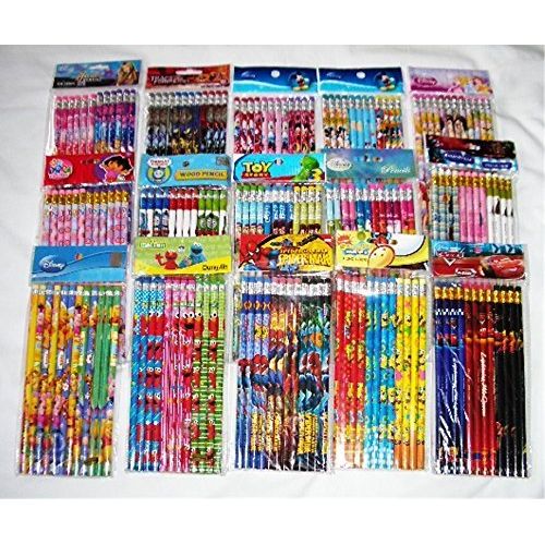 디즈니 Disney 180 pcs Nickelodean DreamWorks Marvel Cartoon Character Licensed Wooden Pencil