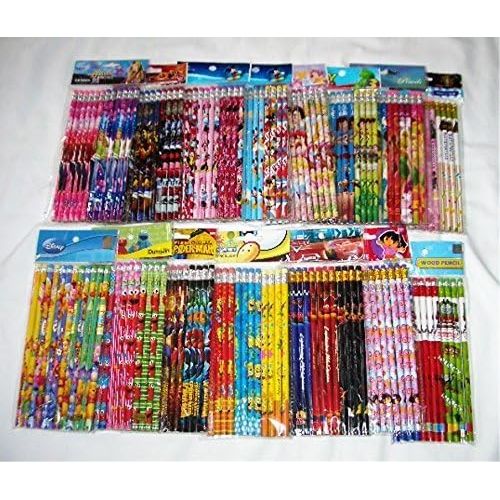 디즈니 Disney 180 pcs Nickelodean DreamWorks Marvel Cartoon Character Licensed Wooden Pencil