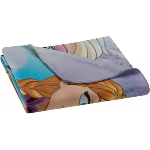 디즈니 Disney Frozen, Snow Journey Fleece Throw Blanket, 45 x 60, Multi Color, 1 Count