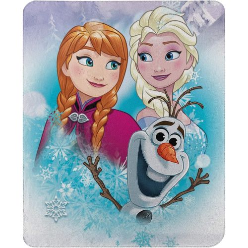 디즈니 Disney Frozen, Snow Journey Fleece Throw Blanket, 45 x 60, Multi Color, 1 Count