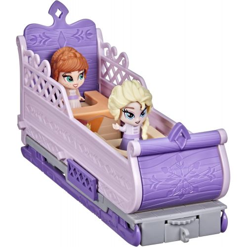 디즈니 Disney Frozen 2 Twirlabouts Picnic Playset Sled to Castle with Elsa and Anna Dolls and Accessories, Toys for Kids Ages 3 and Up