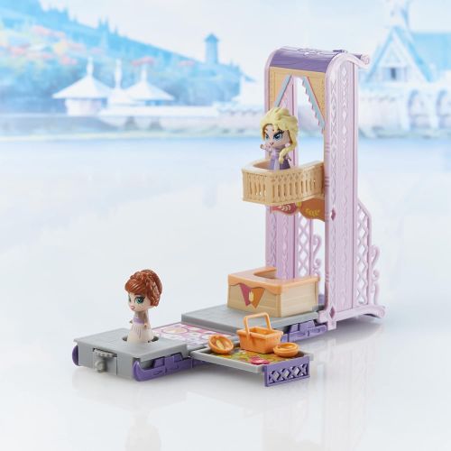 디즈니 Disney Frozen 2 Twirlabouts Picnic Playset Sled to Castle with Elsa and Anna Dolls and Accessories, Toys for Kids Ages 3 and Up