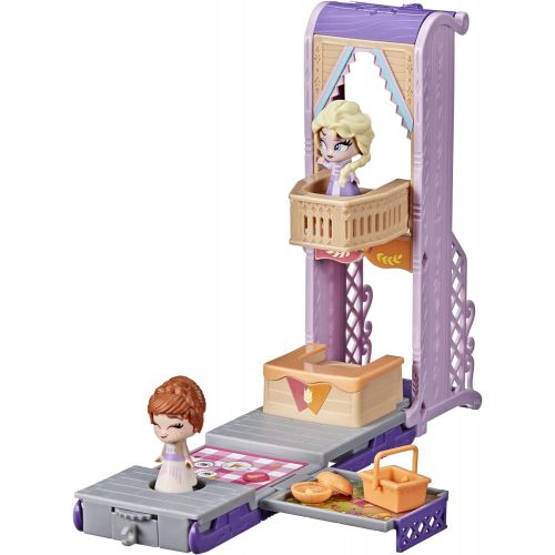 디즈니 Disney Frozen 2 Twirlabouts Picnic Playset Sled to Castle with Elsa and Anna Dolls and Accessories, Toys for Kids Ages 3 and Up