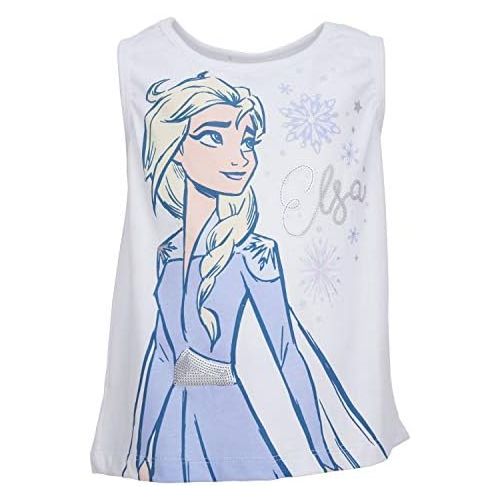 디즈니 Disney Frozen Elsa Fashion Graphic T Shirt & French Terry Shorts Set