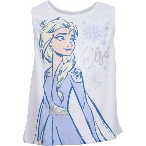 디즈니 Disney Frozen Elsa Fashion Graphic T Shirt & French Terry Shorts Set