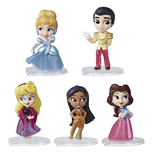 디즈니 Disney Princess Comics Dolls, Glitter Pack with Cinderella, Prince Charming, Belle, Aurora, and Pocahontas, Disney Toy with 5 Dolls