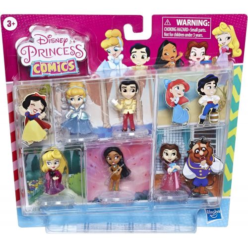 디즈니 Disney Princess Comics Dolls, Glitter Pack with Cinderella, Prince Charming, Belle, Aurora, and Pocahontas, Disney Toy with 5 Dolls