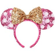 Disney Parks Exclusive Minnie Mouse Ears Headband Hot Pink Polka Dot and Gold Bow