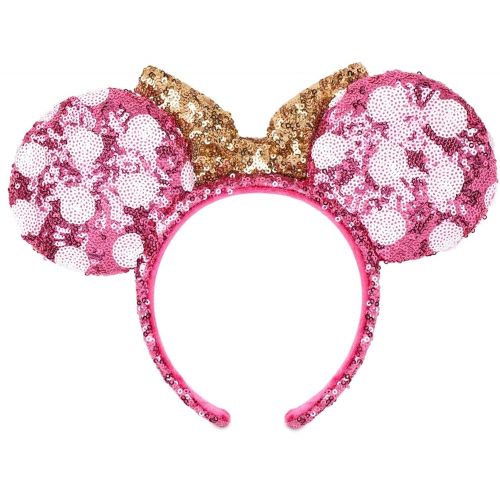 디즈니 Disney Parks Exclusive Minnie Mouse Ears Headband Hot Pink Polka Dot and Gold Bow