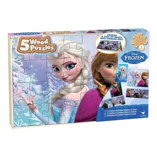 디즈니 Disney Frozen 5 Wood Puzzles in Wooden Storage Box (Styles Will Vary)