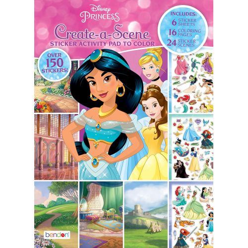 디즈니 Disney Princess Create A Scene Sticker Activity Pad and Sticker Scenes 45650, Bendon