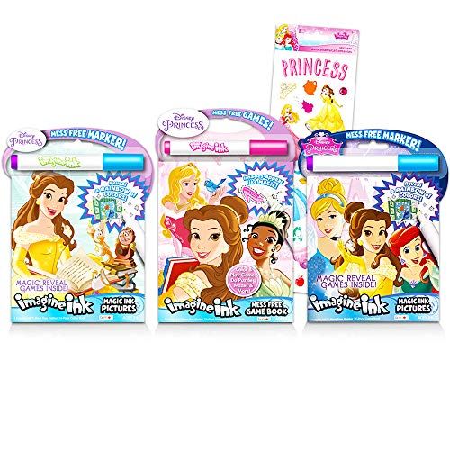 디즈니 Disney Studios Disney Princess Imagine Ink Activity Book Set 3 Magic Disney Princess Coloring Books for Girls Kids Toddlers with Invisible Ink Pens, Stickers, Games, Puzzles, Mazes and More