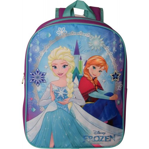 디즈니 Group Ruz Disney Frozen Elsa & Anna 15 Backpack (Purple Blue)