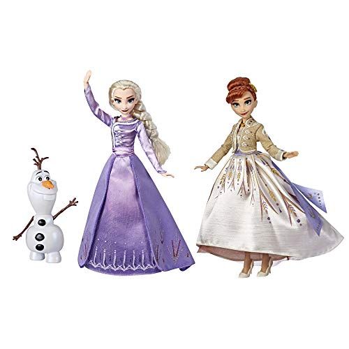 디즈니 Disney Frozen Elsa, Anna, & Olaf Deluxe Fashion Doll Set with Premium Dresses, shoes and Accessories Inspired by Disneys Frozen 2 (Amazon Exclusive)