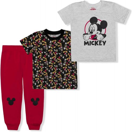 디즈니 Disney Mickey Mouse Boys 3 Piece T Shirt and Jogger Pant Set