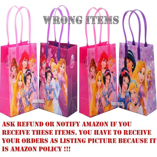 디즈니 Disney Princess Paradise Reusable Party Favor Goodie Small Gift Bags (12 Bags)