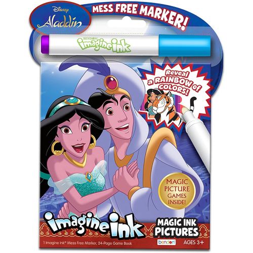 디즈니 Disney Coloring Book Imagine Ink Super Set ~ 3 No Mess Magic Ink Activity Books Featuring Aladdin, Mickey Mouse, and Dumbo with Disney Mickey Mouse Stickers