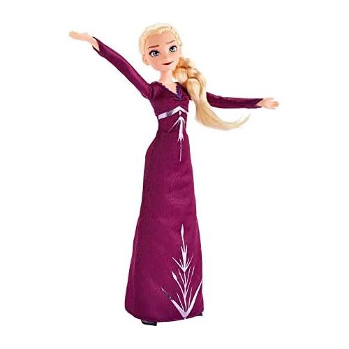 디즈니 Disney Frozen Arendelle Fashions Elsa Fashion Doll with 2 Outfits, Purple Nightgown & Dress Inspired by 2 Movie Toy for Kids 3 Years Old & Up, Brown