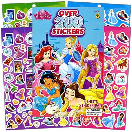 디즈니 Disney Princess Series Sticker Book Over 200+ Perfect for Gifts, Party Favor, Goodies, Reward, Scrapbooking, Stocking Stuffer, Children Craft, Classroom, School for Kids Girls, B