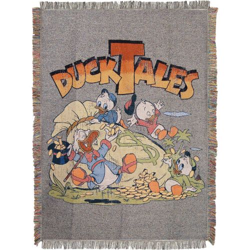 디즈니 Disneys DuckTales, Money Bags Woven Tapestry Throw Blanket, 48 x 60, Multi Color