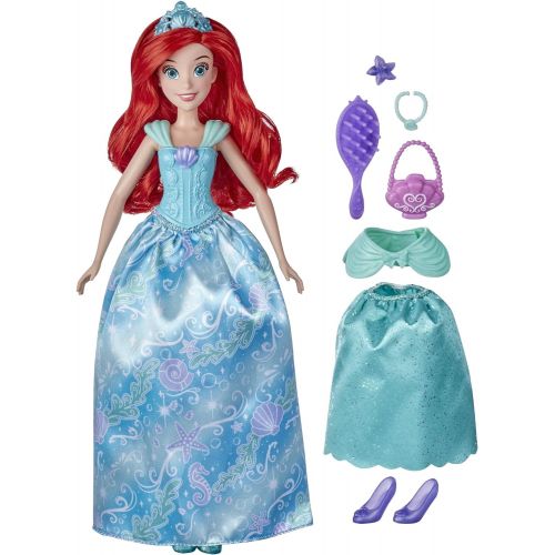 디즈니 Disney Princess Style Surprise Ariel Fashion Doll with 10 Fashions and Accessories, Hidden Surprises Toy for Girls 3 Years Old and Up