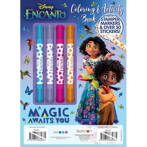 디즈니 Disney Encanto 48 Page Coloring and Activity Book with 4 Stamper Markers Paperback 51723 Bendon