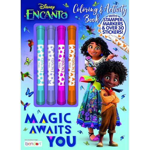 디즈니 Disney Encanto 48 Page Coloring and Activity Book with 4 Stamper Markers Paperback 51723 Bendon