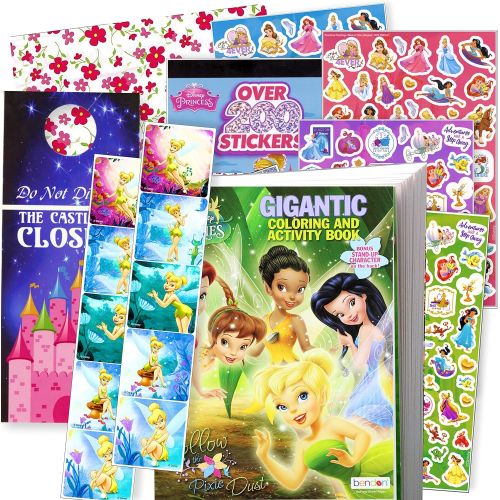 디즈니 Disney Studios Disney Coloring Book and Stickers Gift Set Bundle Includes Gigantic 192 pg Disney Coloring Book, Disney Stickers, and 2 Sided Door Hanger in Specialty Gift Bag (Disney Fairies Ti