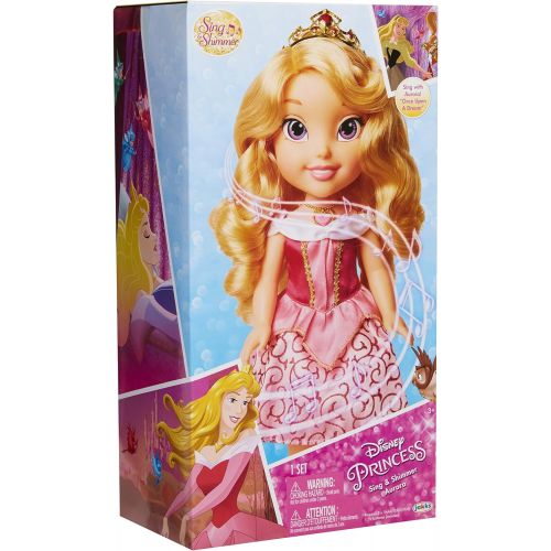 디즈니 Disney Princess Aurora Doll Sleeping Beauty Sing & Shimmer Toddler Doll, Princess Aurora Sings “Once Upon A Dream” When You Press Her Jeweled Necklace [Amazon Exclusive]