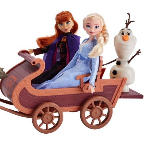 디즈니 Disney Frozen Sledding Adventures Doll Pack, Includes Elsa, Anna, Kristoff, Olaf, & Sven Fashion Dolls with Sled Toy Inspired by The 2 Movie