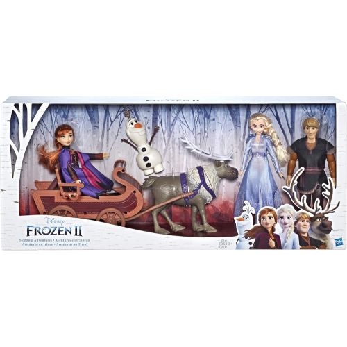 디즈니 Disney Frozen Sledding Adventures Doll Pack, Includes Elsa, Anna, Kristoff, Olaf, & Sven Fashion Dolls with Sled Toy Inspired by The 2 Movie