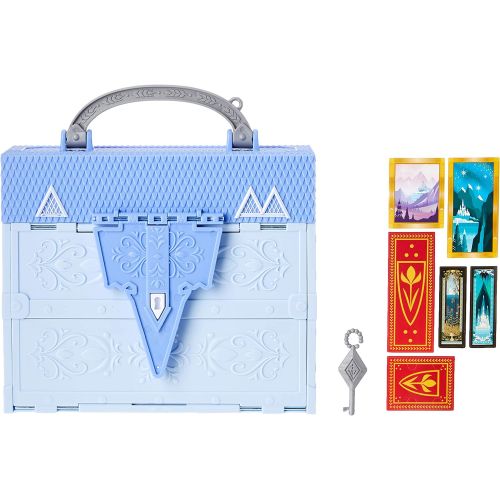 디즈니 Disney Frozen Pop Adventures Arendelle Castle Playset with Handle, Including Elsa Doll, Anna Doll, & 7 Accessories Toy for Kids Ages 3 & Up , Blue