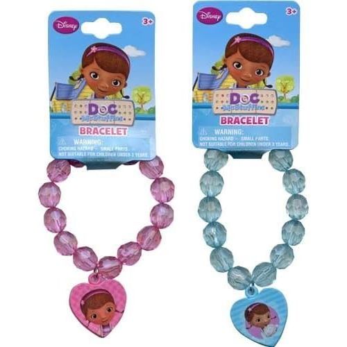 디즈니 Disney Doc McStuffins Faceted Beaded Girls Bracelet with Heart Charm