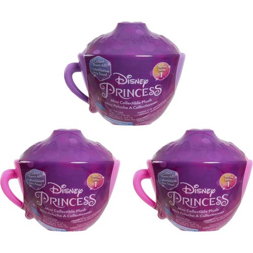 디즈니 Disney Princess Mini Teacup Capsule Plush, 3 Pack Set, Collectible Mini Plush, Styles May Vary