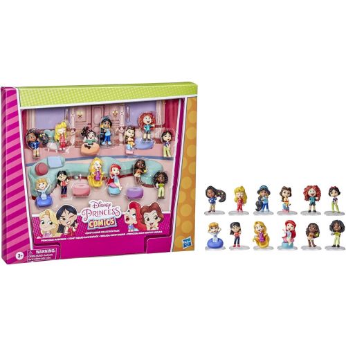 디즈니 Disney Princess Comics Minis Comfy Squad Collection Pack, 12 Dolls Collectable Toy for Girls 3 Years and Up
