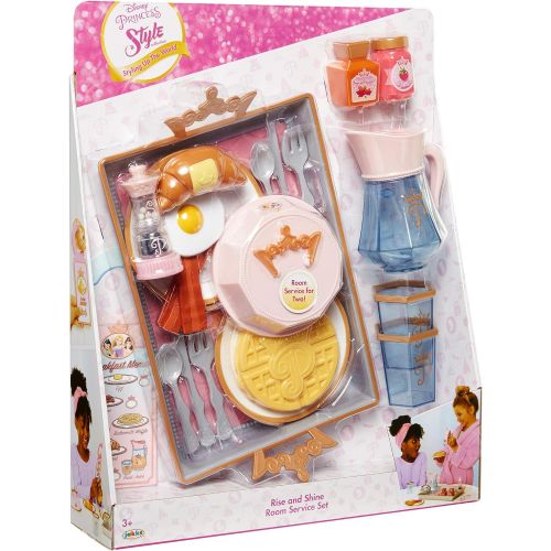 디즈니 Disney Princess Style Collection Room Service Breakfast Food Kitchen Pretend Play Toys for Kids Includes Serving Tray, Plate Cover, Pitcher & More