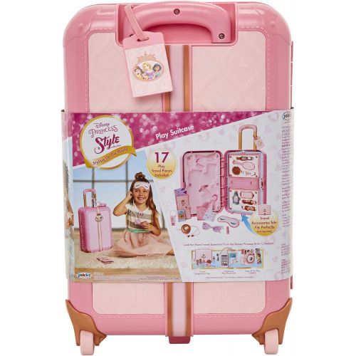디즈니 Disney Princess Travel Suitcase Play Set for Girls with Luggage Tag by Style Collection, 17 Pretend Play Accessoriespiece Including Travel Passport! for Ages 3+