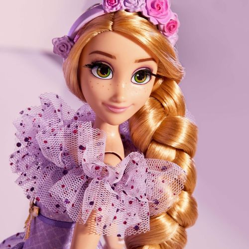 디즈니 Disney Princess Style Series Rapunzel Fashion Doll, Contemporary Style Dress with Headband, Purse, and Shoes, Toy for Girls 6 and Up