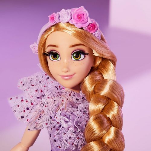 디즈니 Disney Princess Style Series Rapunzel Fashion Doll, Contemporary Style Dress with Headband, Purse, and Shoes, Toy for Girls 6 and Up