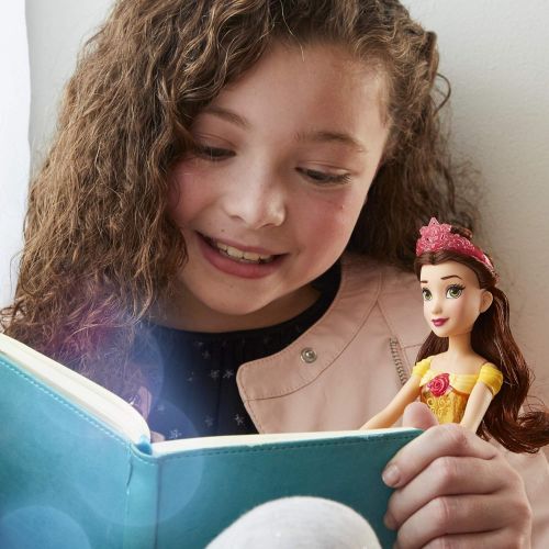 디즈니 Disney Princess Royal Shimmer Belle Doll, Fashion Doll with Skirt and Accessories, Toy for Kids Ages 3 and Up , Yellow