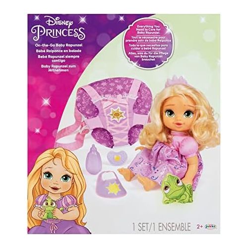 디즈니 Disney Princess Rapunzel Baby Doll Deluxe with Tiara, Carrier, Plush Friend, Pacifier, Bib & Baby Bottle [Amazon Exclusive]