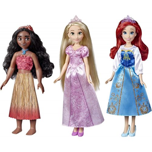 디즈니 Disney Princess Royal Fashions and Friends, Fashion Doll 3-Pack, Ariel, Moana, and Rapunzel, Toy for Girls 3 Years and Up