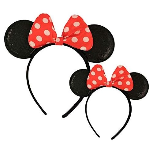 디즈니 Disney Minnie Mouse Ears, Set of 2 Headbands for Mommy and Me, Matching for Adult and Little Girl