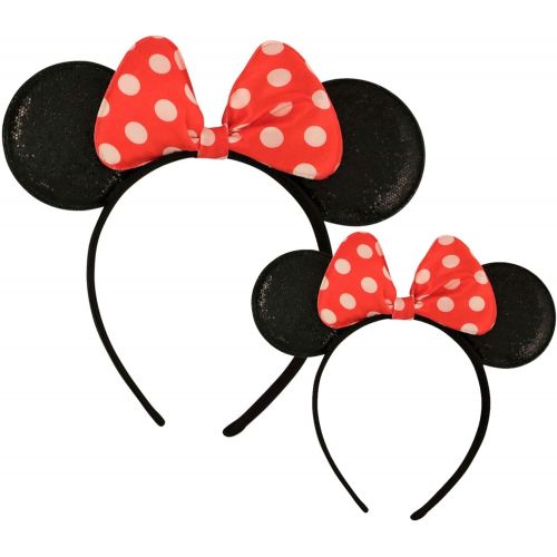 디즈니 Disney Minnie Mouse Ears, Set of 2 Headbands for Mommy and Me, Matching for Adult and Little Girl