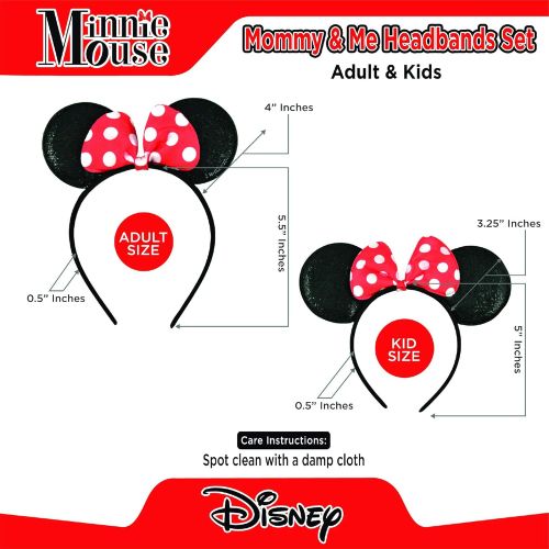 디즈니 Disney Minnie Mouse Ears, Set of 2 Headbands for Mommy and Me, Matching for Adult and Little Girl